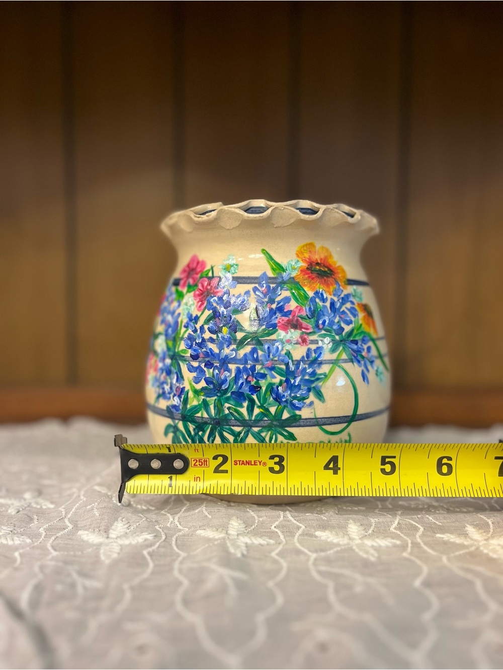 Vintage Master Pottery Hand Painted Floral Vase - Picture 7 of 7